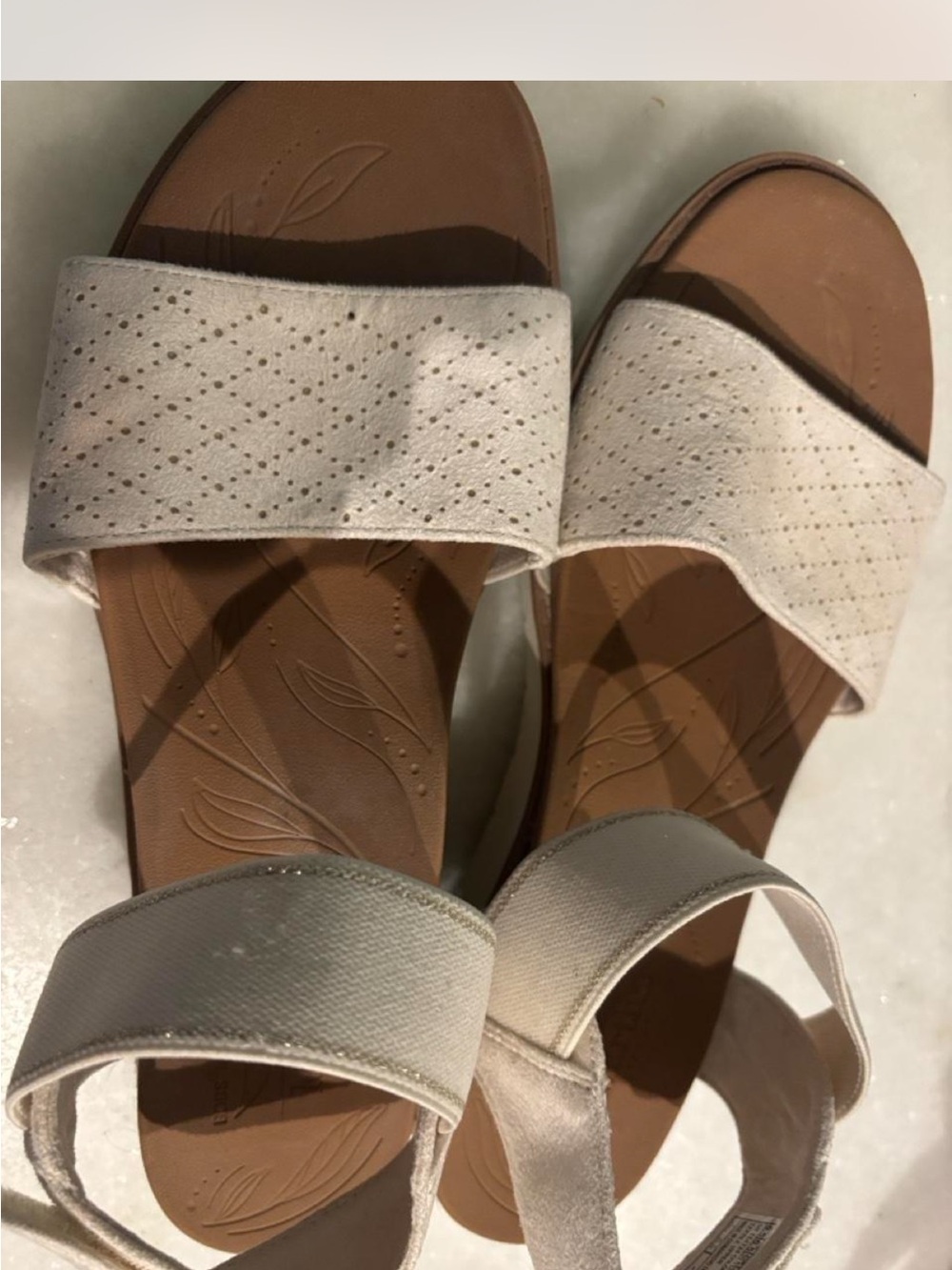 BOBS from Skechers Women's Ivory Slide Sandals with Ankle Strap